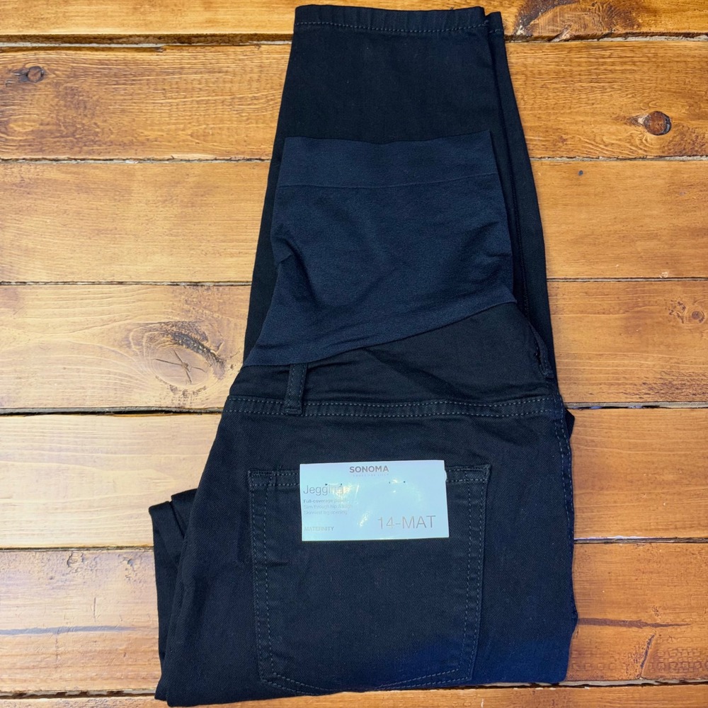 Sonoma Jegging Maternity 14 Black Full Coverage Panel Slim Skinny Leg NEW